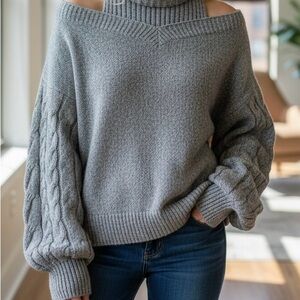 Chic Off-Shoulder Gray Sweater